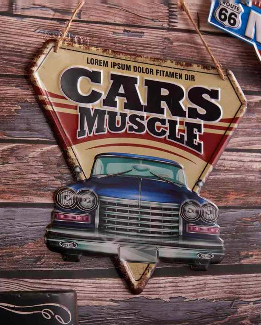 Cars Muscles 3D Metal Plate Wall Decor | 30 x 20 cm/12 x 8 inches