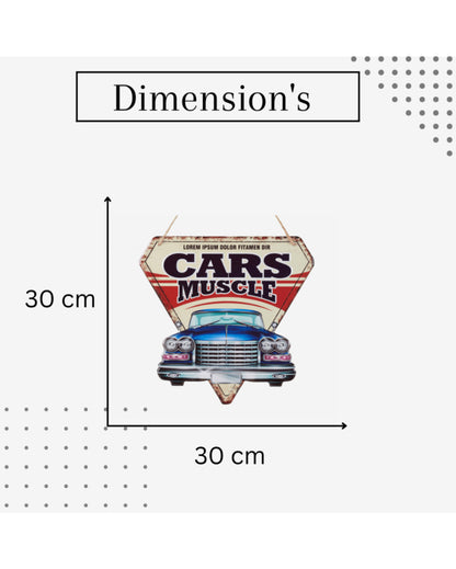 Cars Muscles 3D Metal Plate Wall Decor | 30 x 20 cm/12 x 8 inches