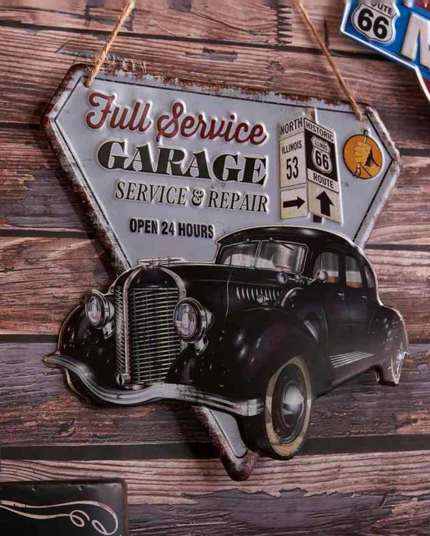 Full Service Garage 3D Metal Plate Wall Decor | 12 x 12 inches