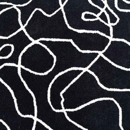 Bold Black Turmoil Wool Floor Covering Rug