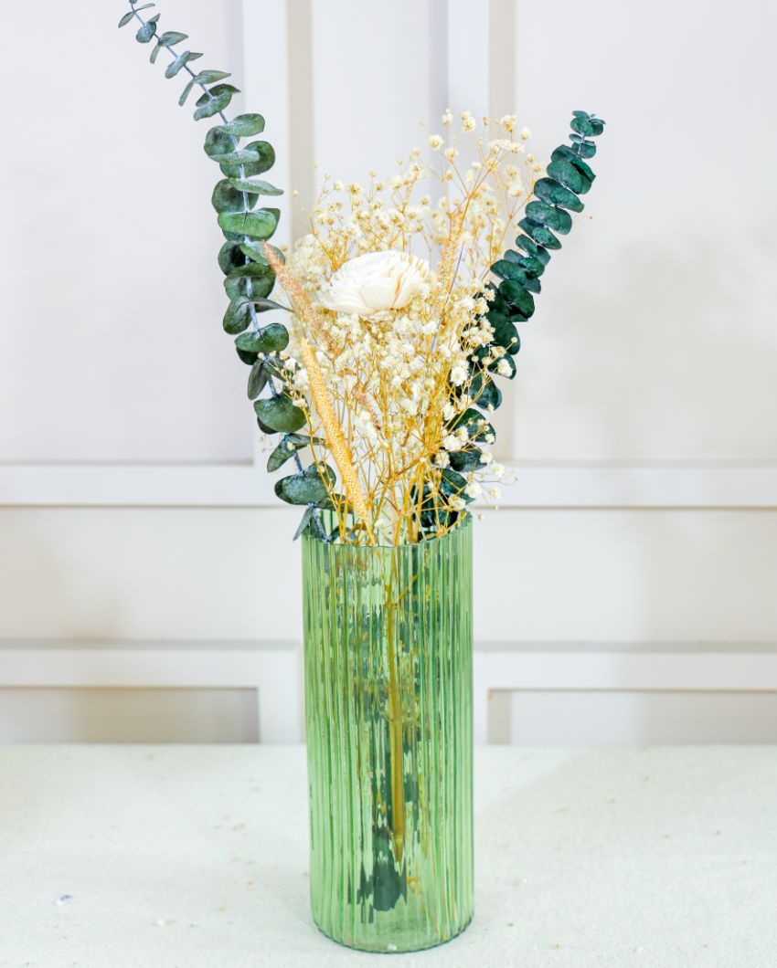Green Glow Glass Vase | 10 inches