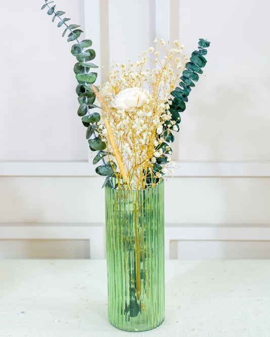 Green Glow Glass Vase | 10 inches