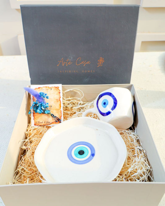Evil Eye Ceramic Cup Saucer Gift Set