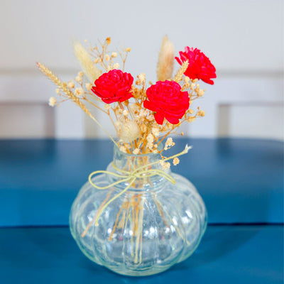 Red Radiance Velvet Bunch With Mini Vase