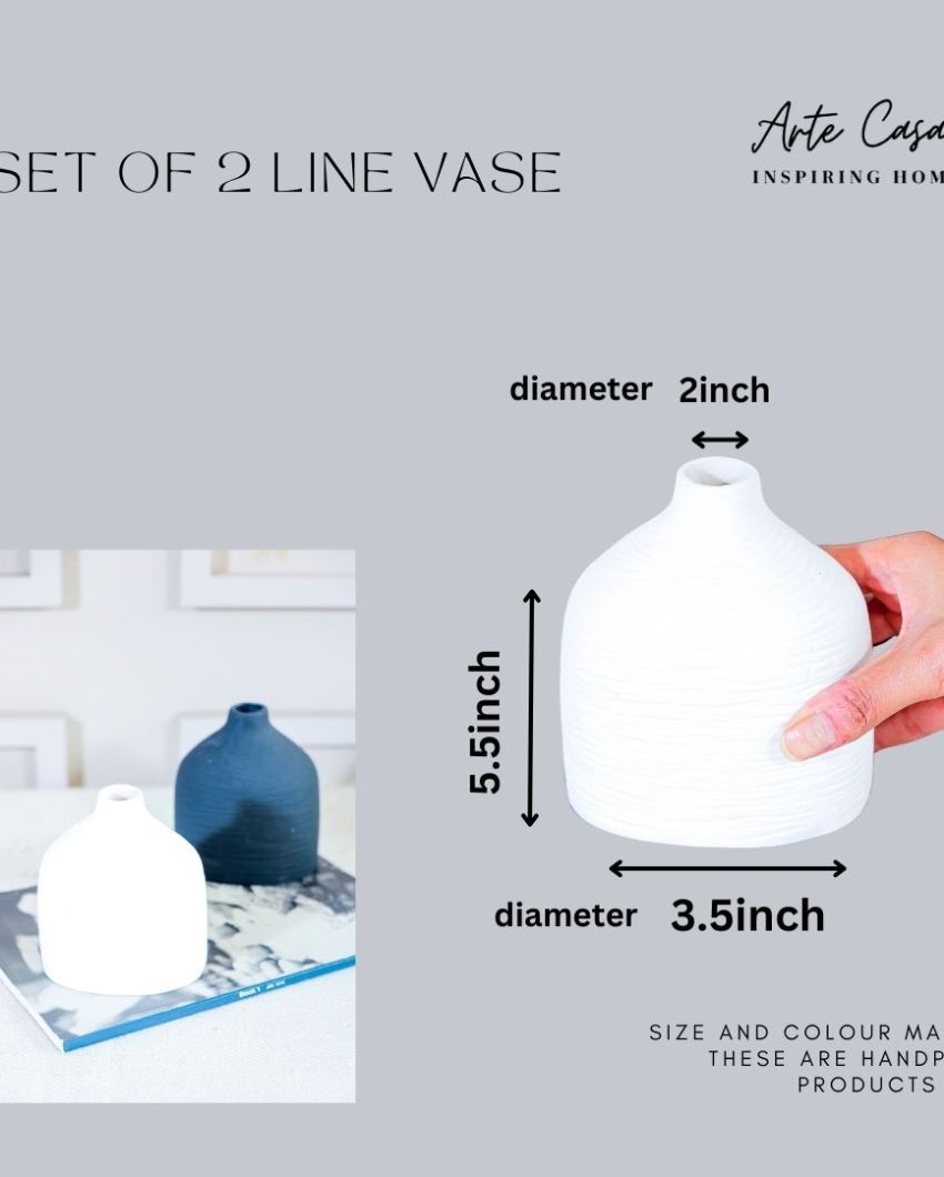 Ceramic Ronda Lined Vase In Matte | Set Of 2
