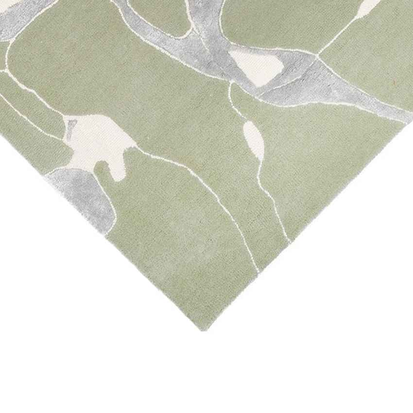 Dynamic Green Velocity Wool Viscose Floor Covering Rug