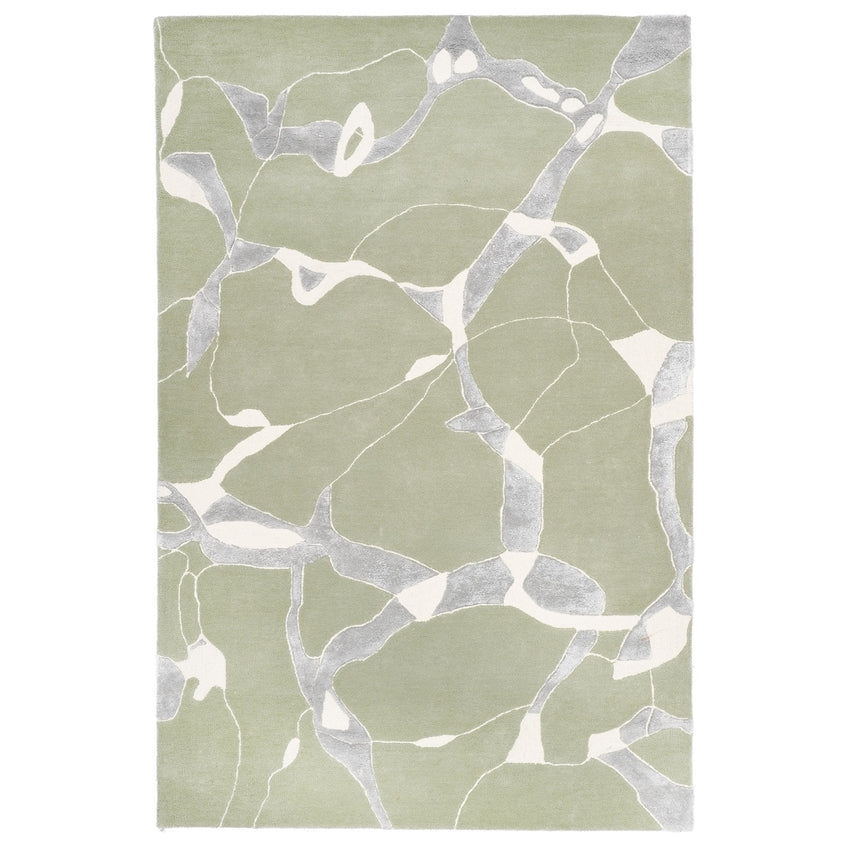 Dynamic Green Velocity Wool Viscose Floor Covering Rug