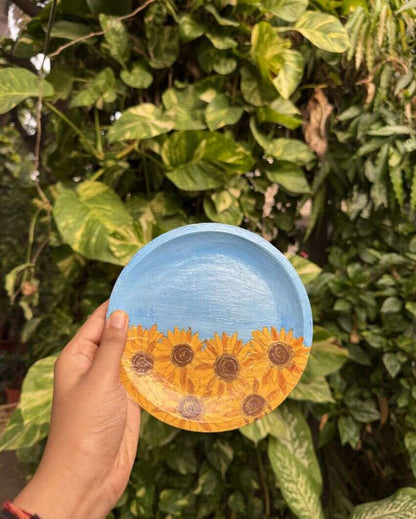 Floral Print Mango Wood Plate | 4 x 2 inches