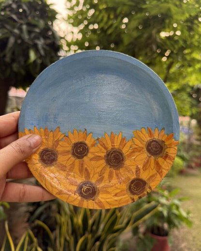 Floral Print Mango Wood Plate | 4 x 2 inches