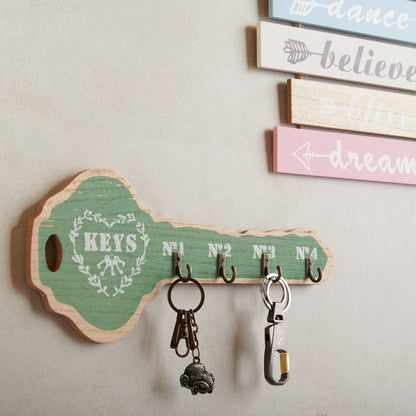 Key Shape Wooden Key Holder | 6 x 12 inches