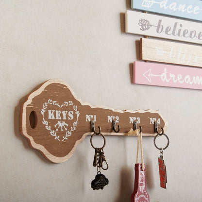 Key Shape Wooden Key Holder | 6 x 12 inches