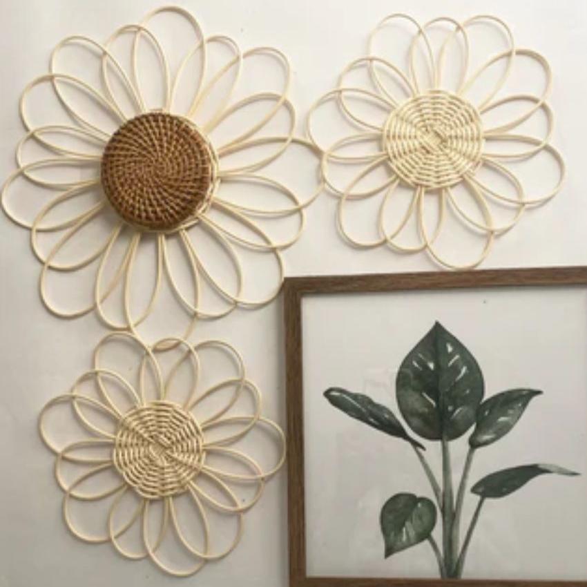 Rattan Flower Wall Decor | Pack of 3