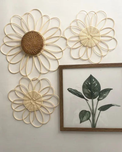 Rattan Flower Wall Decor | Pack of 3