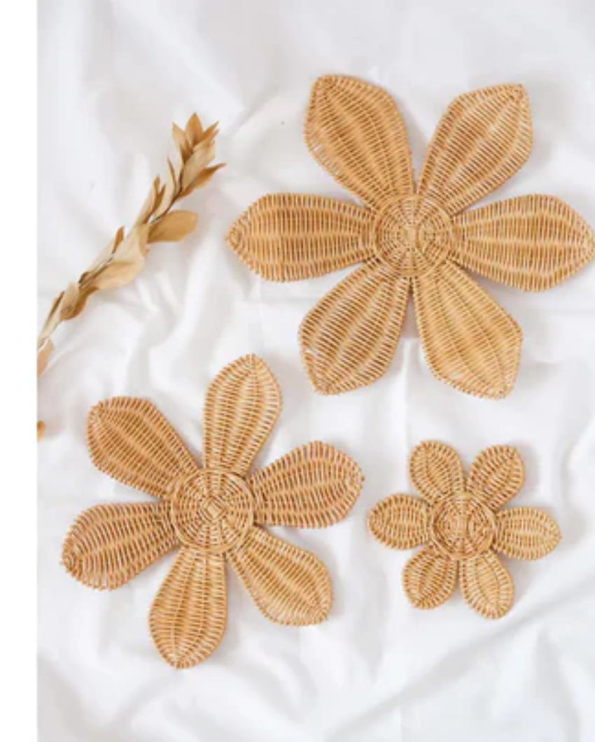 Bohemian Rattan Daisy Wall Décor | Pack of 3