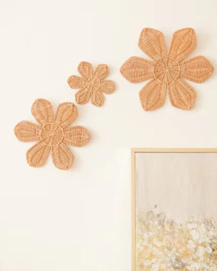 Bohemian Rattan Daisy Wall Décor | Pack of 3