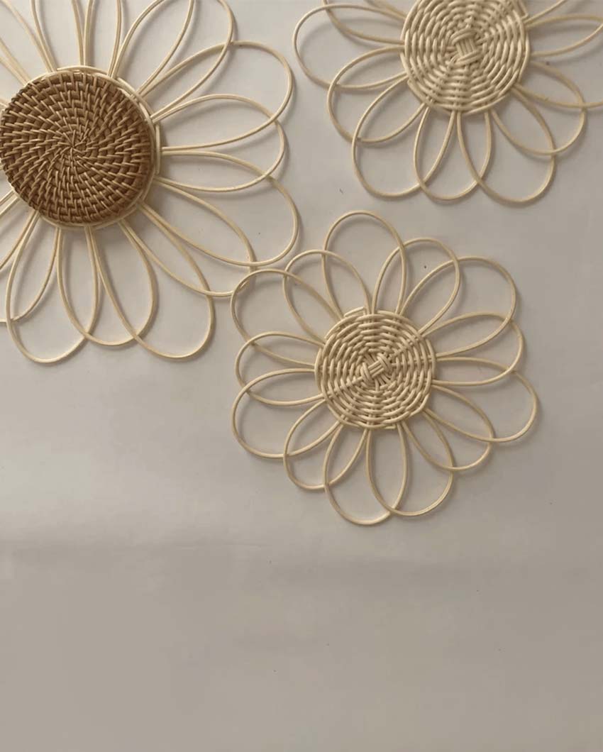 Rattan Flower Wall Decor | Pack of 3