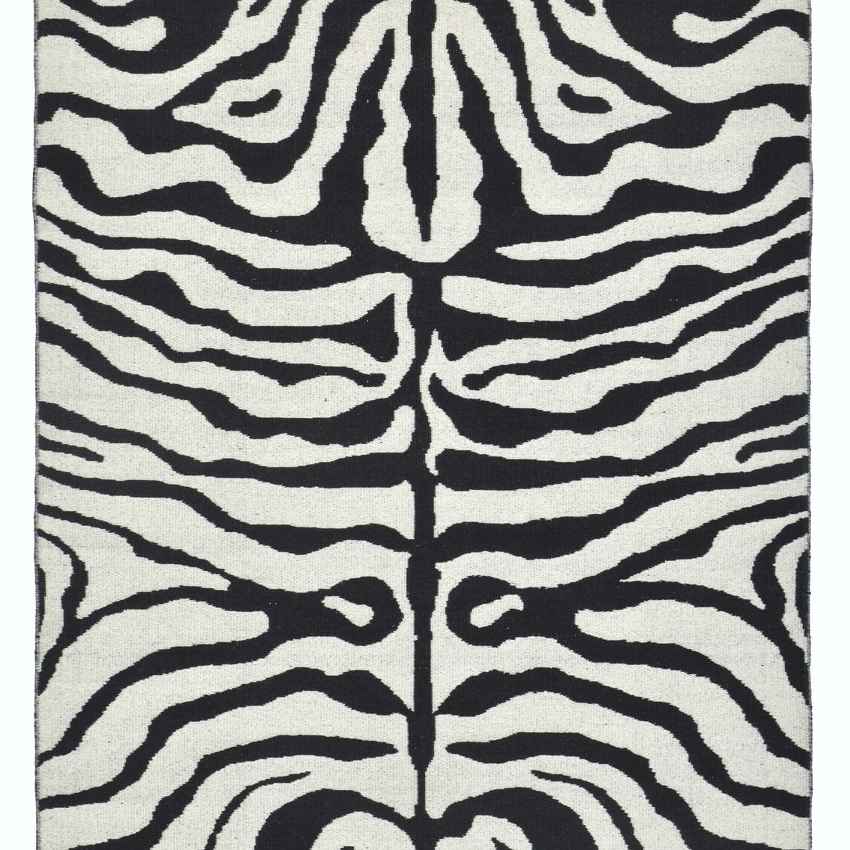 Playful Black & White Wheff Reversible Floor Covering Rug