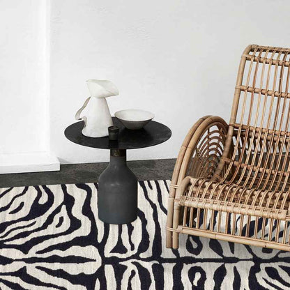 Playful Black & White Wheff Reversible Floor Covering Rug