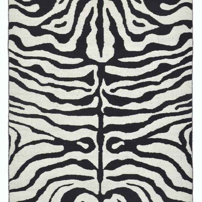 Playful Black & White Wheff Reversible Floor Covering Rug