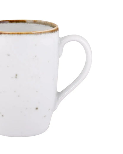 Doppio White Sparkle Porcelain Coffee Mug | Set Of 6