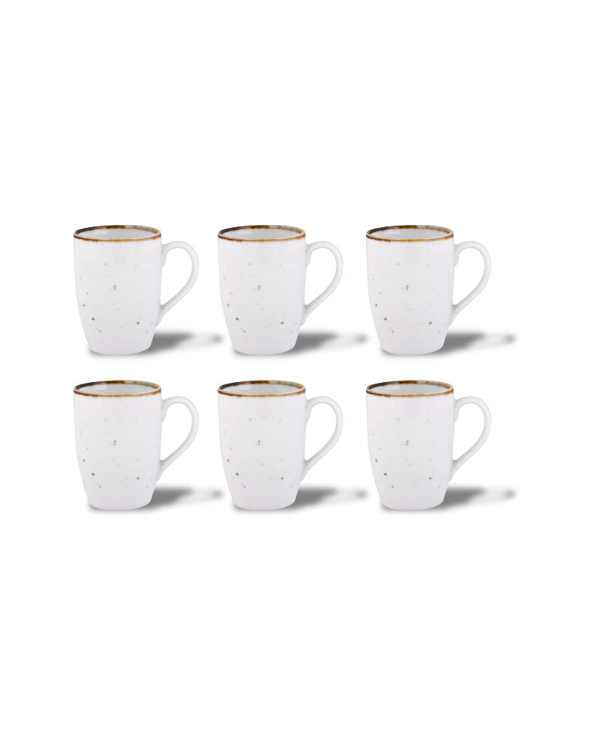 Doppio White Sparkle Porcelain Coffee Mug | Set Of 6