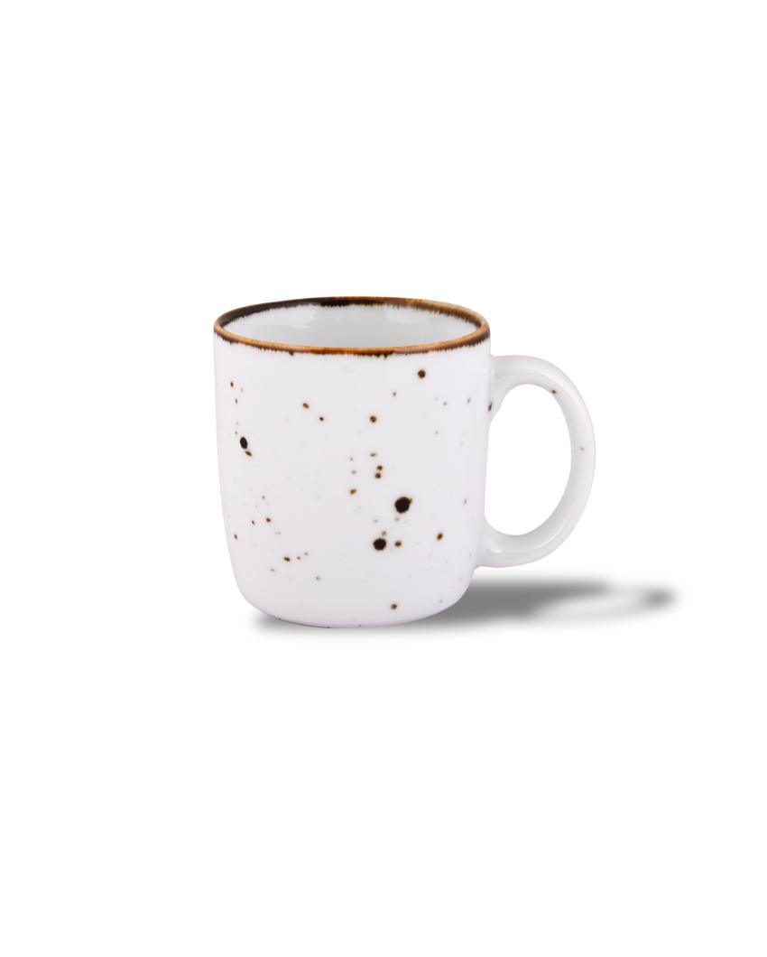 Espresso White Sparkle Porcelain Coffee Mug | Set Of 6