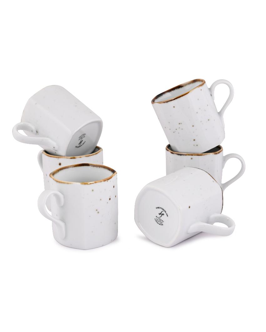 Cappuccino White Sparkle Porcelain Coffee Mug | Set Of 6