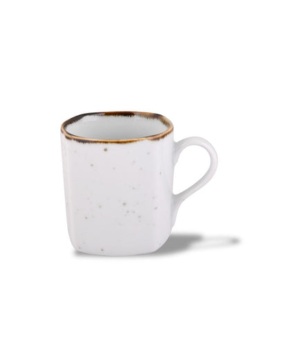 Cappuccino White Sparkle Porcelain Coffee Mug | Set Of 6