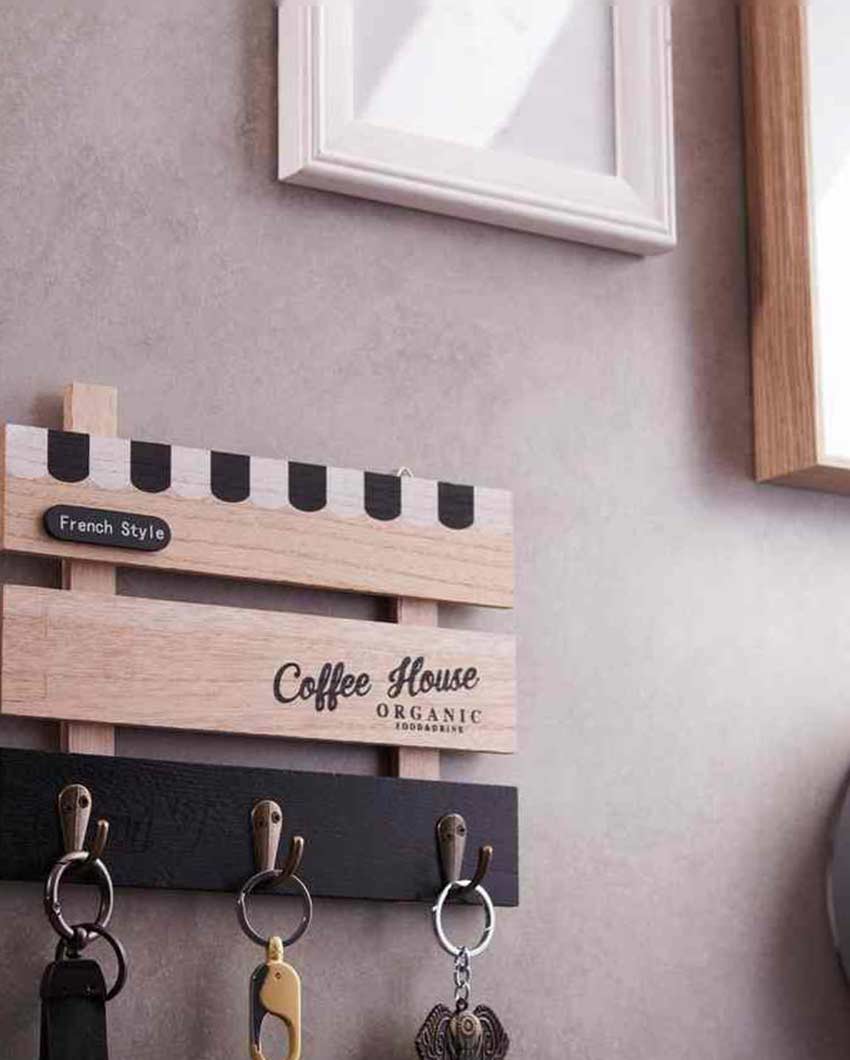 Coffee House Wall Key Holder | Beige | 20 x 25 cm / 8 x 10 inches