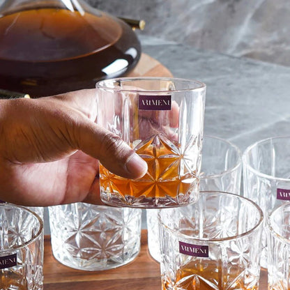 Carved Classics Whiskey Glasses | Set of 4, 8 | 350 ml Set of 8