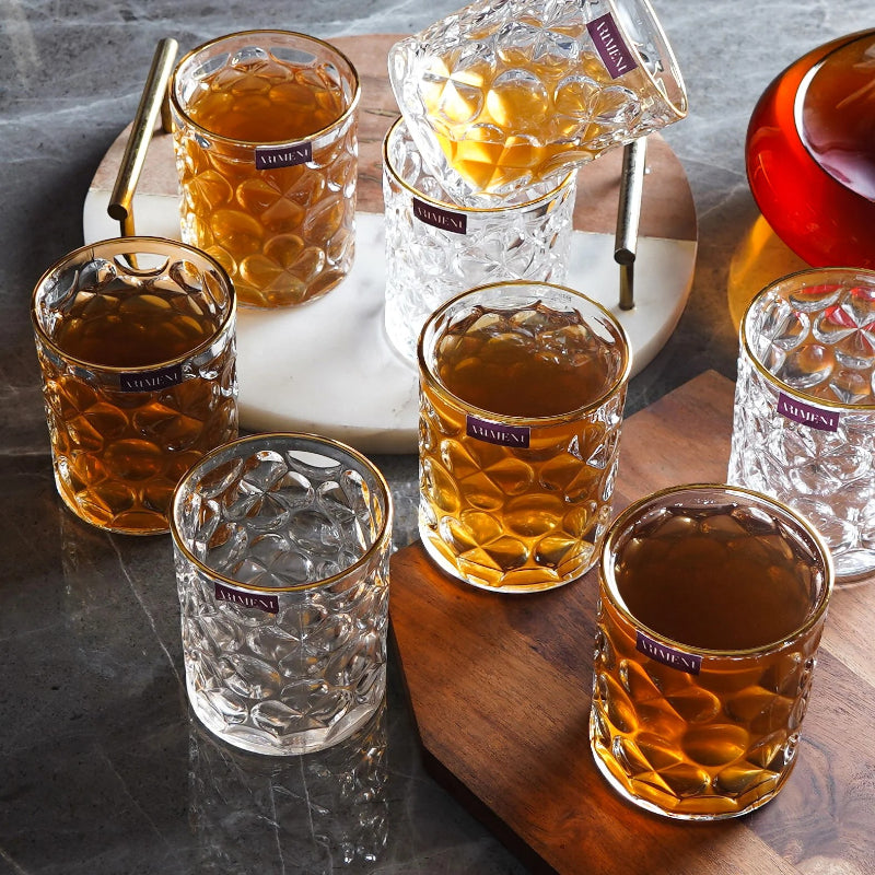 Gilded Bubble Symphony Whiskey Glasses | Set of 4, 8 | 350ml Set of 8