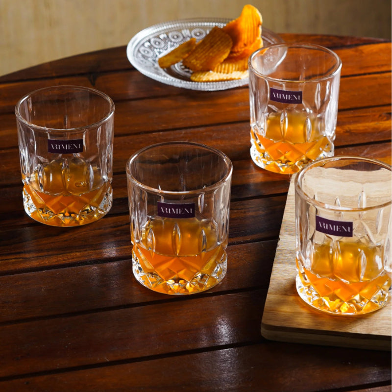 Sculpted Tumbler Whiskey Glasses | Set of 4, 8 |350ml Set of 4