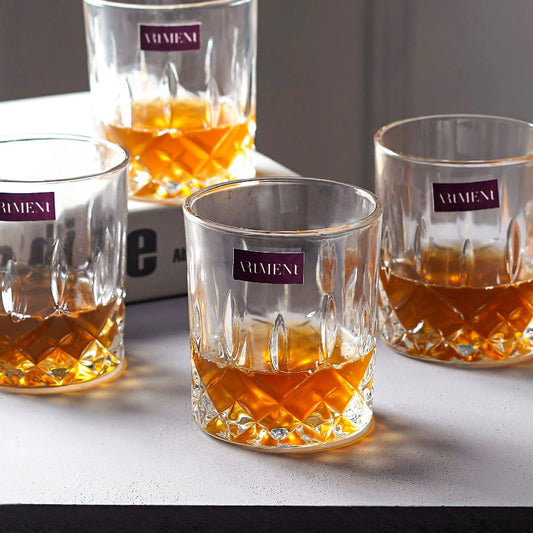 Sculpted Tumbler Whiskey Glasses | Set of 4, 8 |350ml Set of 4