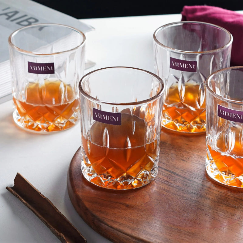Sculpted Tumbler Whiskey Glasses | Set of 4, 8 |350ml Set of 8