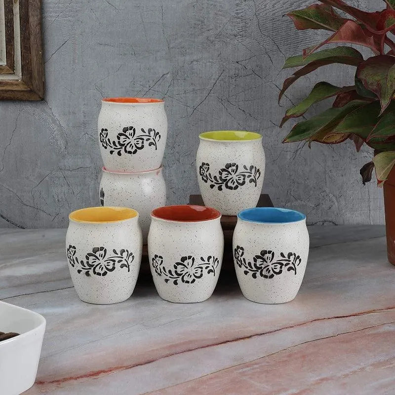 The Decor Lane Cups & Mugs dusaan Doosan dushan Dusan Dosan home & living Ceramic Tea Cups  Set of 6