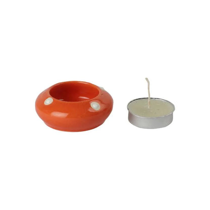 The Decor Lane Candles dusaan Doosan dushan Dusan Dosan home & living Maroon Ceramic Diya Box  Set of 6   colours