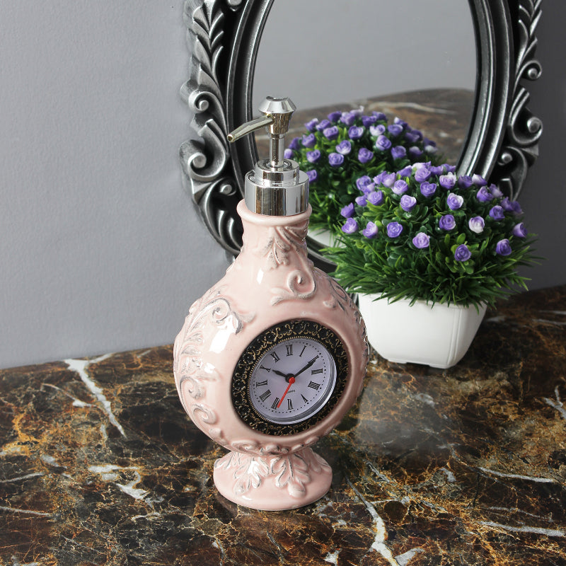 Vintage Clock Liquid Soap Dispenser |250ml | Multiple Colors Pink