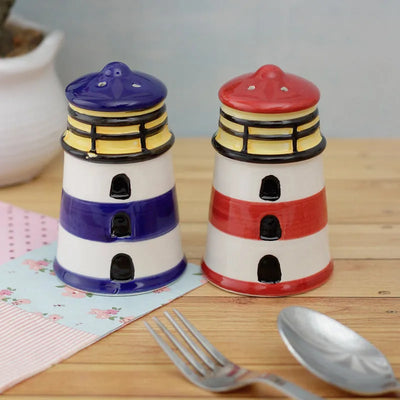 Red & Blue Lighthouse Salt and Pepper Set Default Title