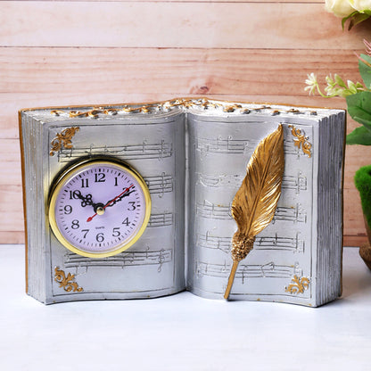 Vintage Book Theme Tabletop Clock Showpiece | 9.8 x 5.9 x 3.15 inches