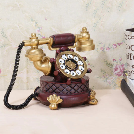 Vintage Brown Telephone Decorative Accent Default Title