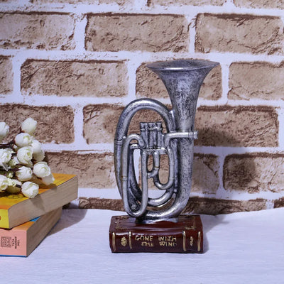 Silver Trumpet Vintage Decoration Showpiece