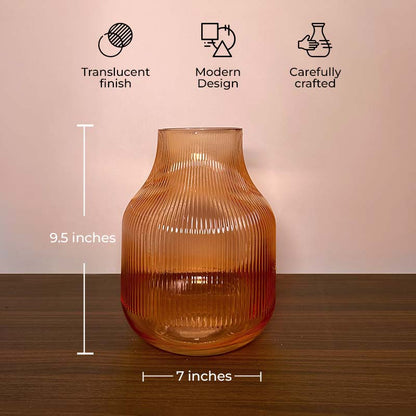 The Petite Arc Tangerine | Amber Glass Vase