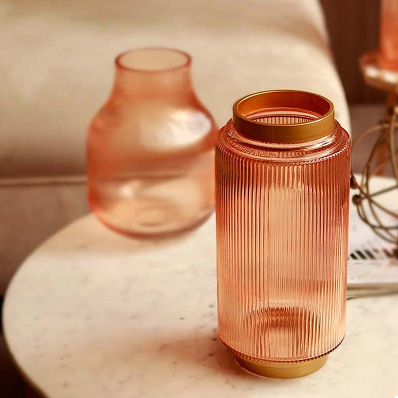 The Gilded Valencia | Amber & Gold Glass Vase