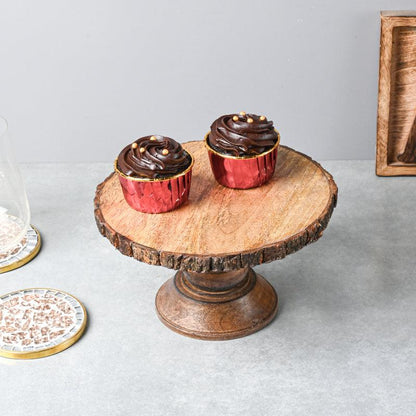 Classic Wooden Bark Cake Stand