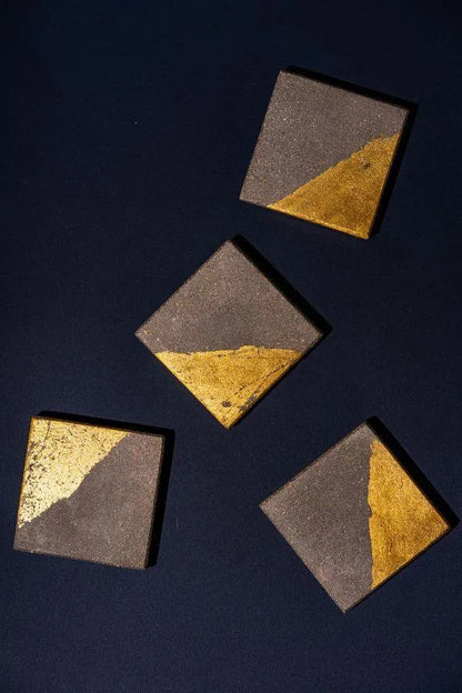 Gold Foil Concrete Coaster | Set of 4