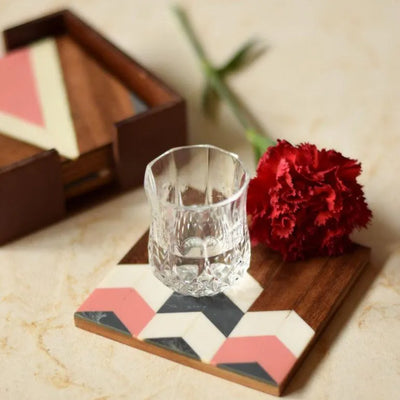 Wooden Chevron Coasters | Set of 4 | Multiple Colors