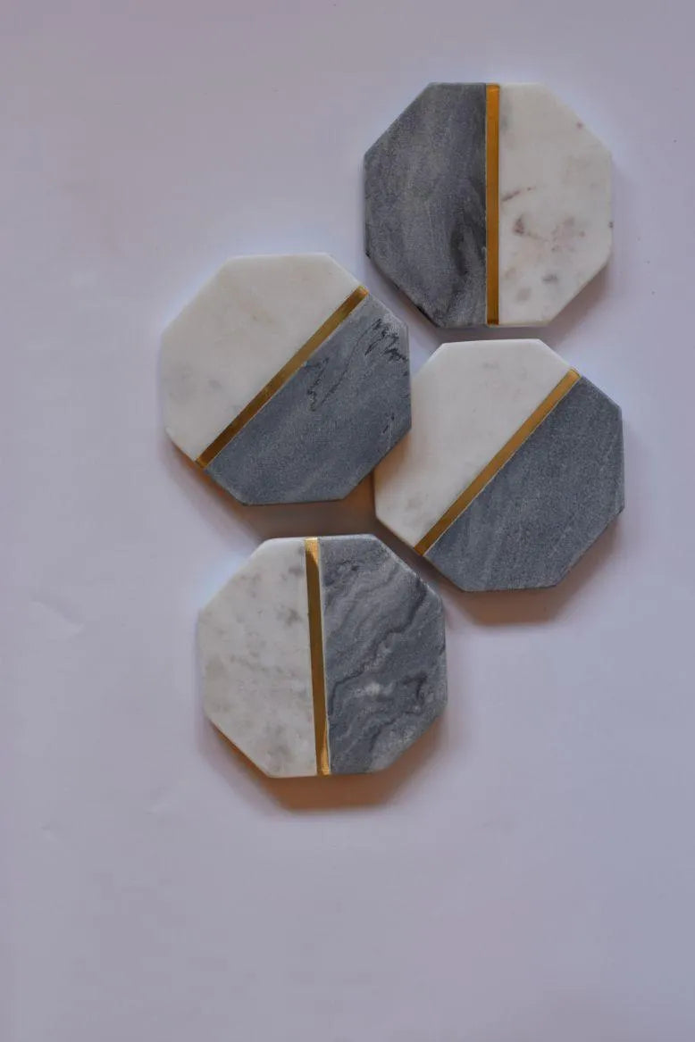 The Pitara Project Coasters dusaan Doosan dushan Dusan Dosan home & living Square Marble Coaster  Set of 4