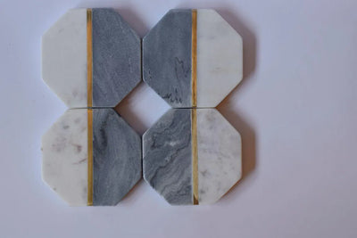 The Pitara Project Coasters dusaan Doosan dushan Dusan Dosan home & living Square Marble Coaster  Set of 4