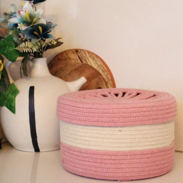 Cotton Storage Basket With Lid Default Title