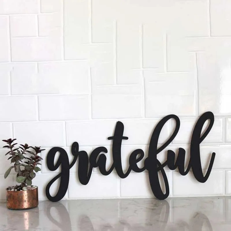 Grateful Wall Quote | Multiple Colors Black